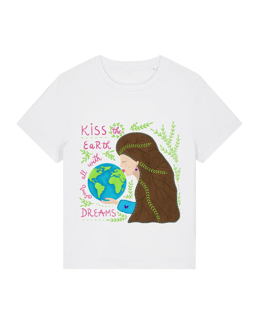 TRICOU ALB KISS THE EARTH